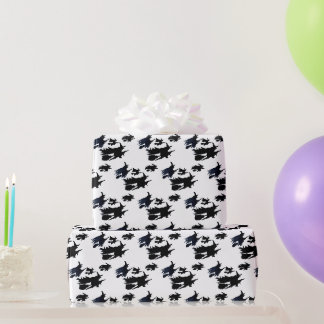 HALLOWEEN FLYING WITCHES wrapping paper