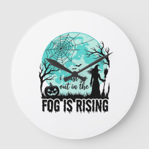Halloween Fog Is Rising Witch Pumpkin Vintage Shir Large Clock