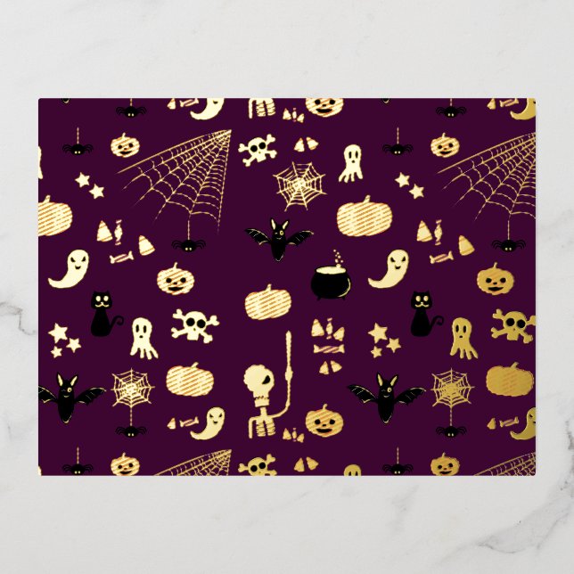 Halloween Foil Holiday Postcard (Front)