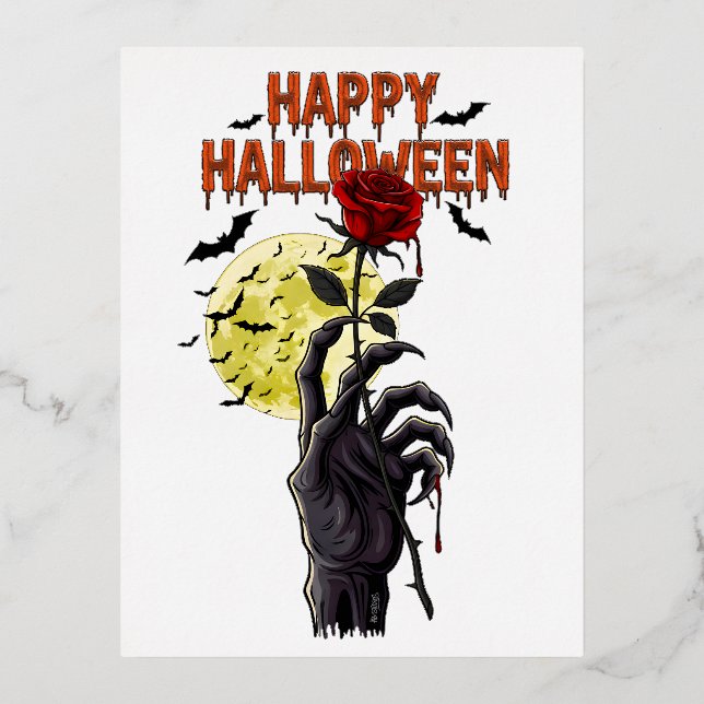 halloween foil invitation postcard (Front)