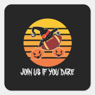 Halloween Football Halloween Witch Hat Pumpkin Square Sticker