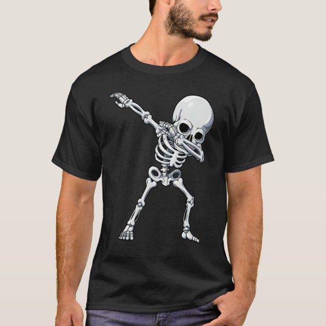 Halloween  for Boys Kids Dabbing Skeleton Costume T-Shirt (Front)