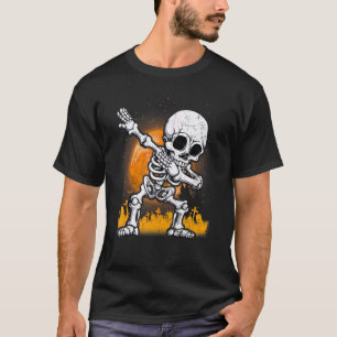 Halloween  For Boys Kids Girl Dabbing Skeleton Cos T-Shirt