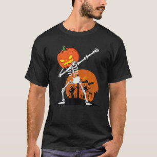 Halloween For Boys Kids Girl Dabbing Skeleton Ghos T-Shirt