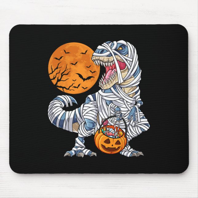 Halloween For Boys Men Dinosaur T Rex Mummy Pumpki Mouse Pad (Front)