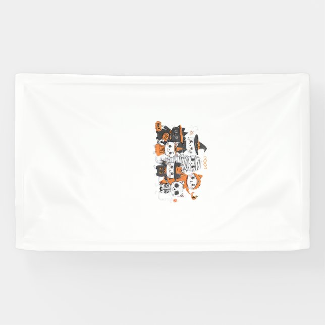 halloween for Cat Cute Kitten Skeleton Ghost Funny Banner (Horizontal)