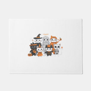 halloween for Cat Cute Kitten Skeleton Ghost Funny Doormat