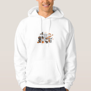 halloween for Cat Cute Kitten Skeleton Ghost Funny Hoodie