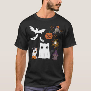 halloween for Cat Cute Kitten Skeleton Ghost Funny T-Shirt