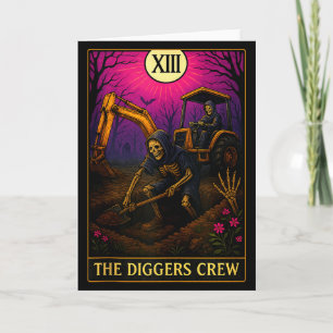 Halloween For Cemetery Workers Digger Truck Constr Card