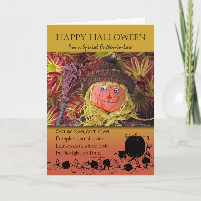 Halloween for Father in Law, Scarecrow and Poem Card (Front)