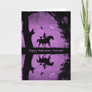 Halloween for Fiancée Witch and Unicorn  Card