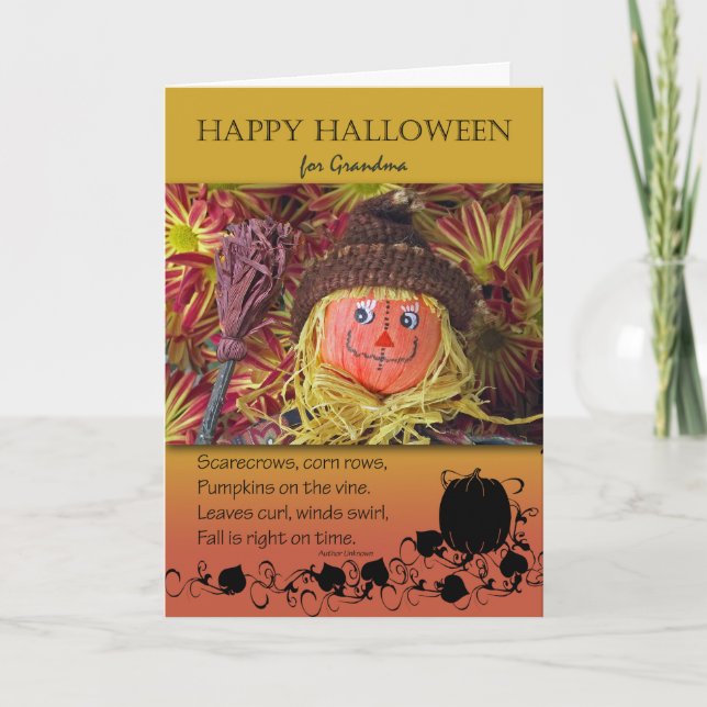 Halloween for Grandmother, Scarecrow and Poem Card (Front)