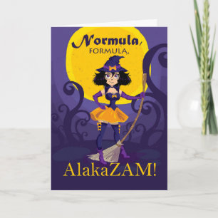 Halloween for Husband, Cute Witch with Spell Card