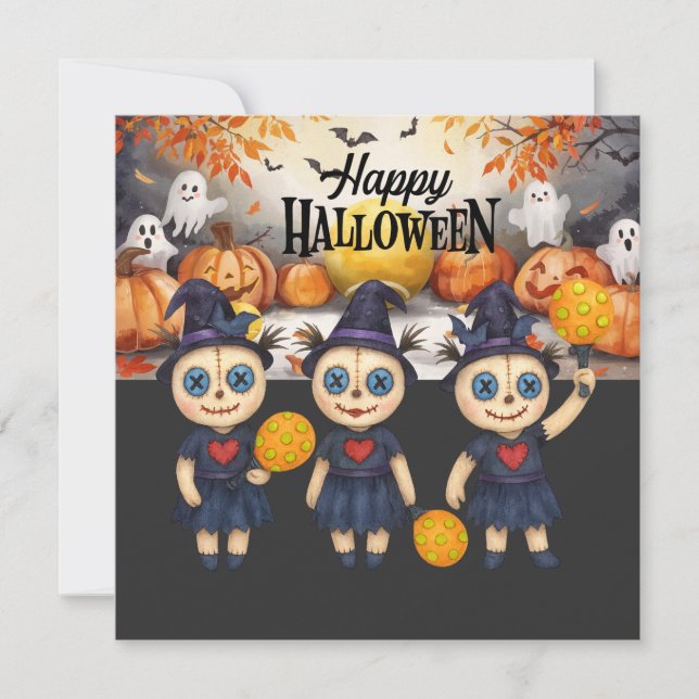Halloween for Pickleball Player Party  Holiday Card (Front)