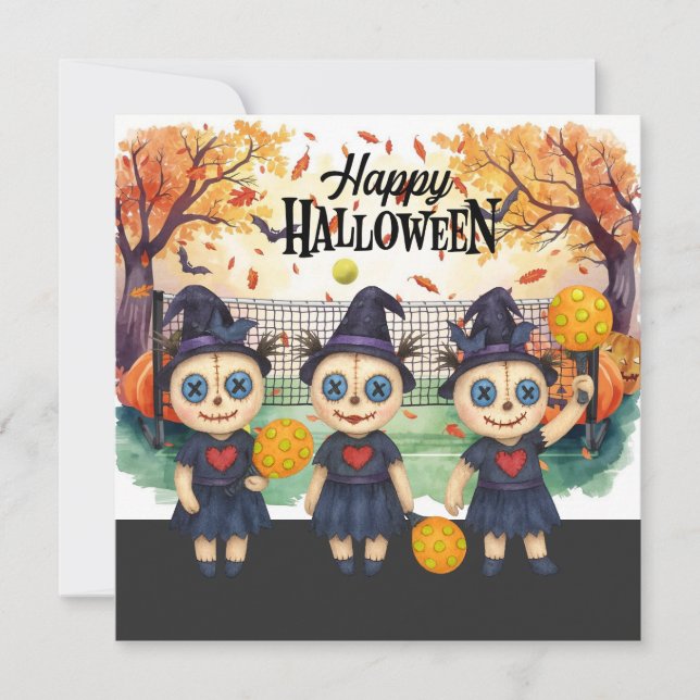 Halloween for Pickleball Player Party  Holiday Card (Front)