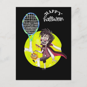 Halloween for Tennis Player with racket and ball Holiday Postcard
