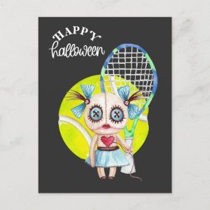 Halloween for Tennis Player with racket Holiday Postcard