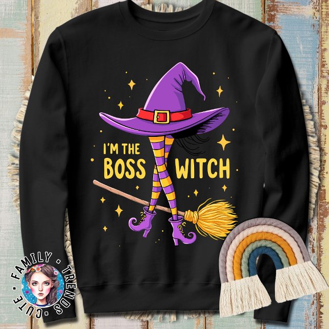 Halloween for Wife Mum I'm the Boss Witch Sweatshirt (Creator Uploaded)