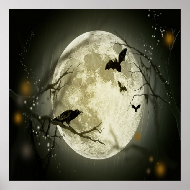 Halloween Forest, Bats, Landscape Poster (Front)