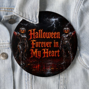Halloween Forever In My Heart Gothic Pumpkin Jack 6 Cm Round Badge