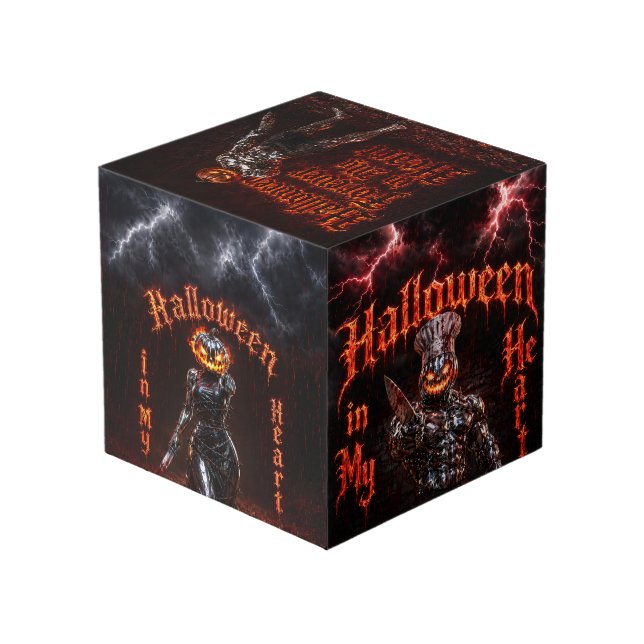 Halloween Forever In My Heart Gothic Pumpkin Jack  Cube (Back Angled)