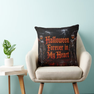 Halloween Forever In My Heart Gothic Pumpkin Jack Cushion