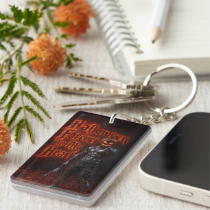 Halloween Forever In My Heart Gothic Pumpkin Jack Key Ring