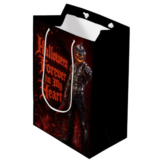 Halloween Forever In My Heart Gothic Pumpkin Jack  Medium Gift Bag (Front Angled)
