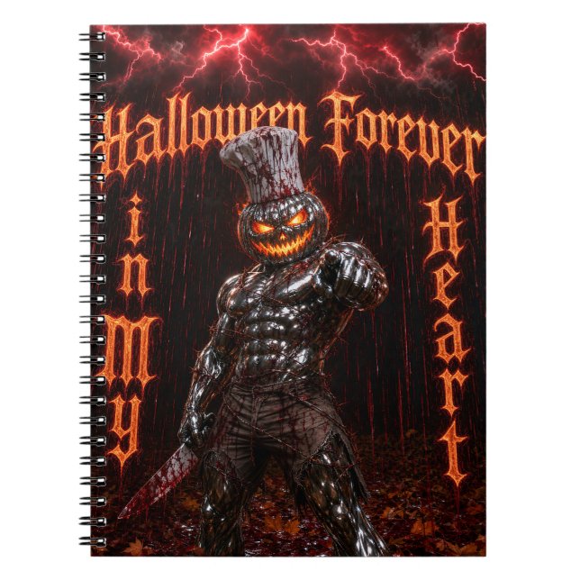 Halloween Forever In My Heart Gothic Pumpkin Jack  Notebook (Front)