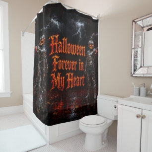 Halloween Forever In My Heart Gothic Pumpkin Jack Shower Curtain
