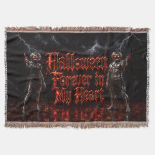 Halloween Forever In My Heart Gothic Pumpkin Jack Throw Blanket