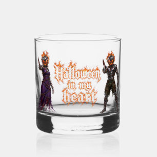 Halloween Forever In My Heart Gothic Pumpkin Jack  Whiskey Glass