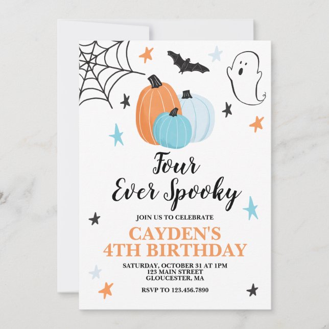 Halloween Four Ever Spooky Birthday Pumpkins Invitation (Front)