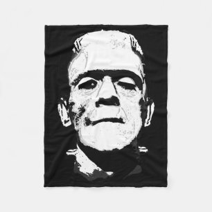 Halloween Frankenstein Monster Black And White Fleece Blanket