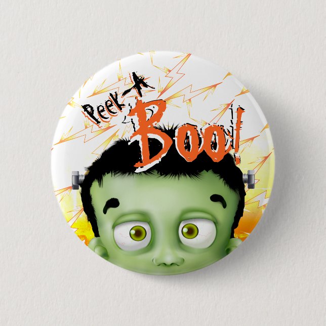 Halloween Frankenstein Monster Peek A Boo 6 Cm Round Badge (Front)