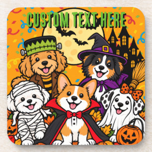 Halloween frankenstein witch vampire Dogs Plastic Coaster