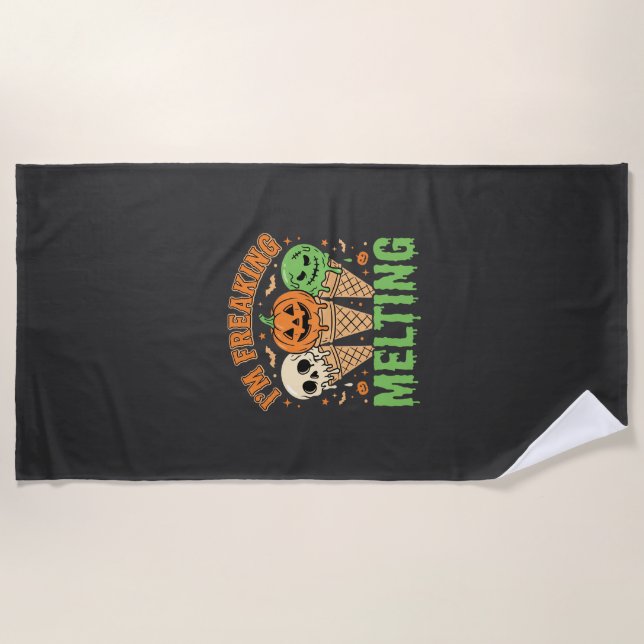Halloween Freaking Melting Ice Cream Beach Towel (Front)