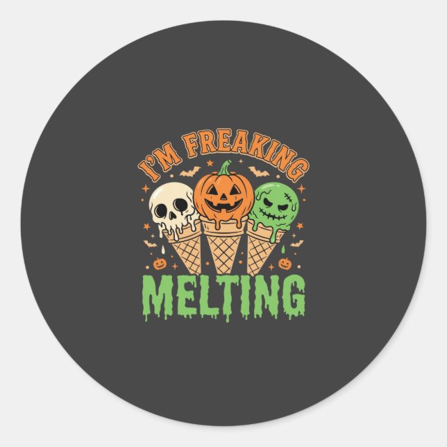 Halloween Freaking Melting Ice Cream Classic Round Sticker (Front)