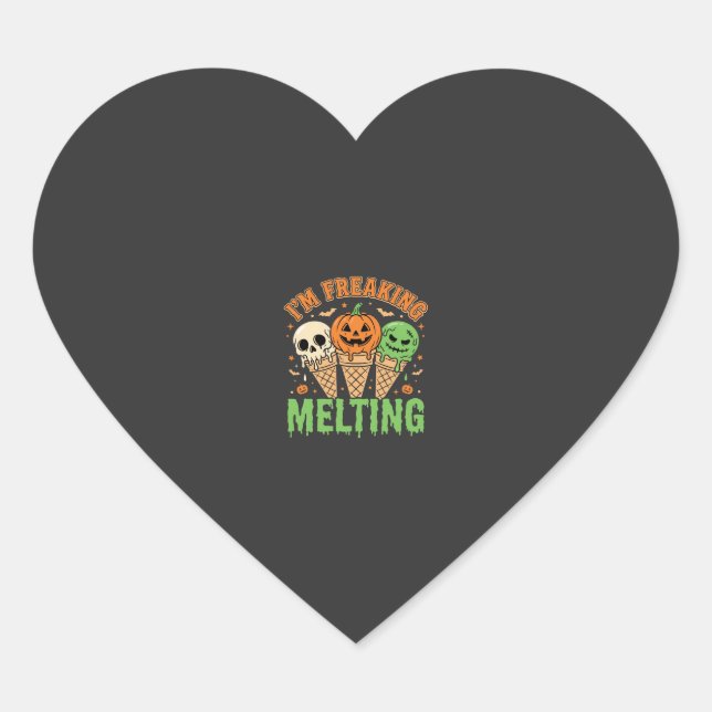 Halloween Freaking Melting Ice Cream Heart Sticker (Front)