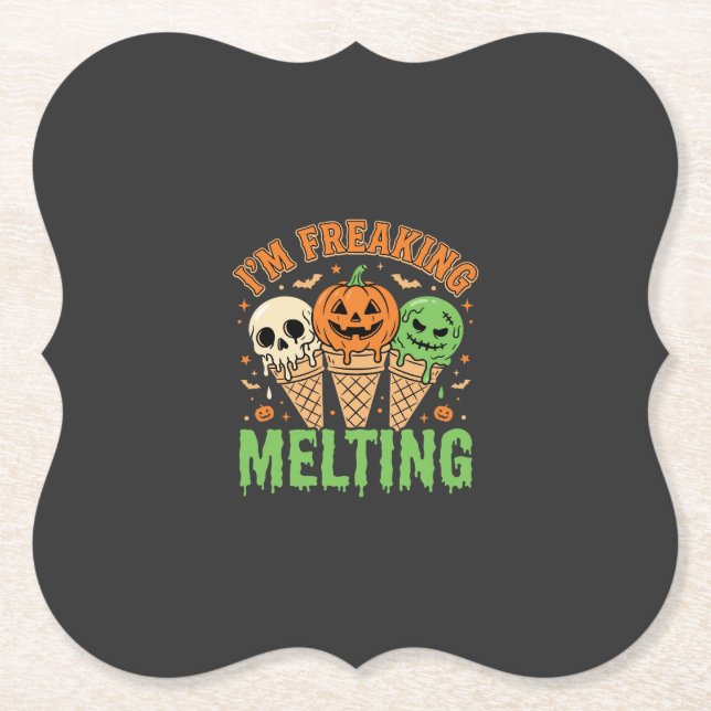 Halloween Freaking Melting Ice Cream Paper Coaster (Front)