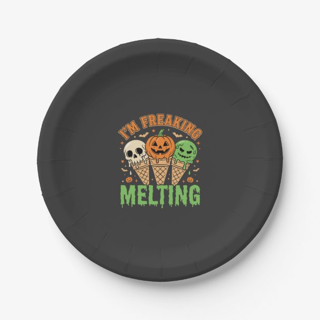 Halloween Freaking Melting Ice Cream Paper Plate (Front)