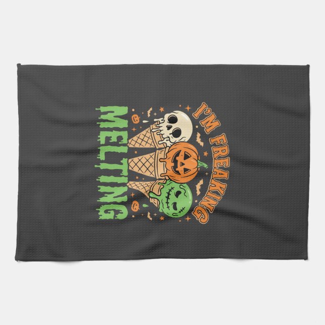 Halloween Freaking Melting Ice Cream Tea Towel (Horizontal)