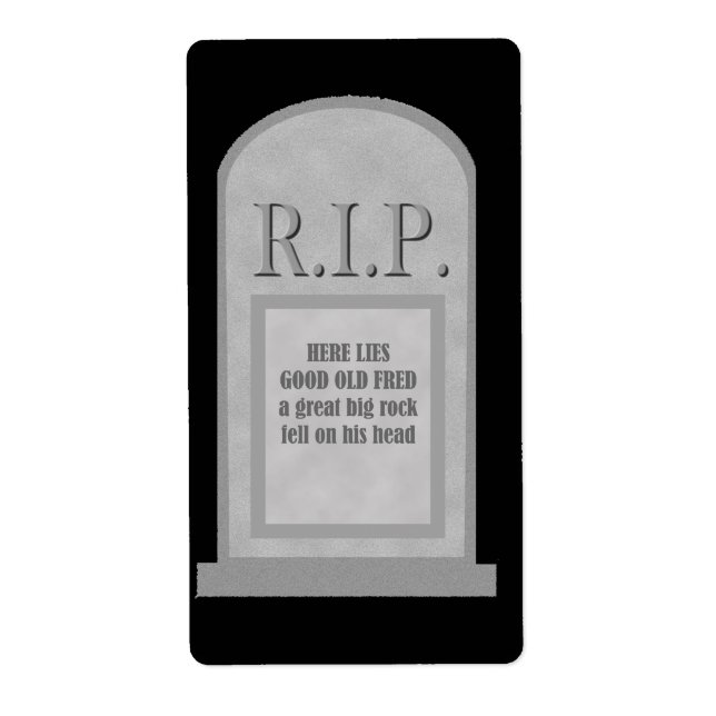 Halloween Fred Tombstone Label (Front)