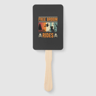 Halloween Free Broom Rides Witch Cat Hand Fan