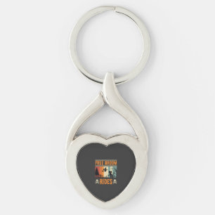Halloween Free Broom Rides Witch Cat Key Ring