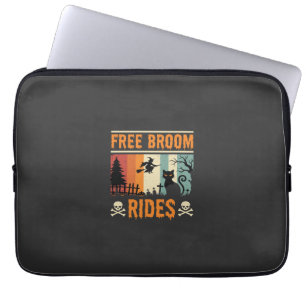 Halloween Free Broom Rides Witch Cat Laptop Sleeve