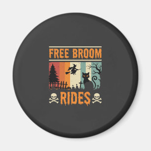 Halloween Free Broom Rides Witch Cat Magnet