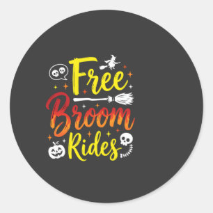 Halloween Free Broom Rides Witch Graphic Classic Round Sticker
