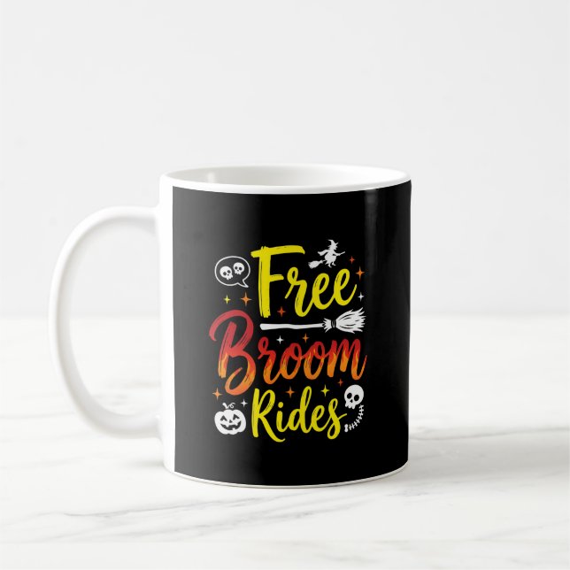Halloween Free Broom Rides Witch Graphic Coffee Mug (Left)